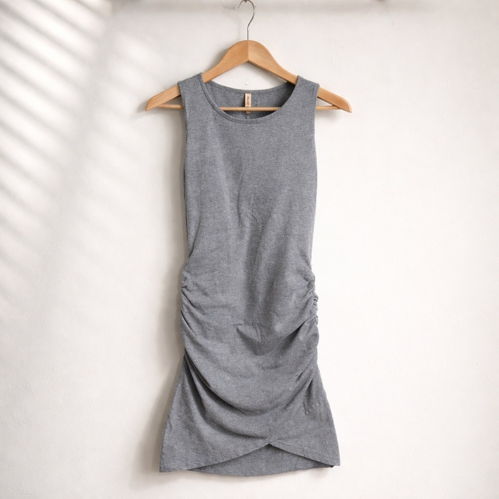 Missufe Sleeveless Grey Ruched Mini Dress